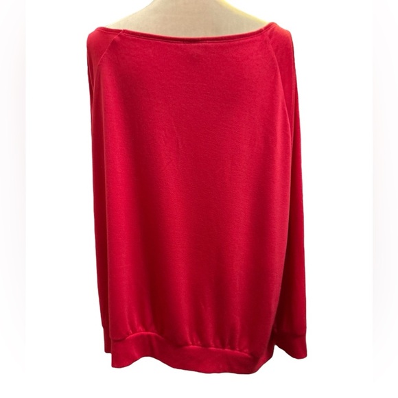 Torrid Off-Shoulder Casual Sweatshirt Floral Cut Out Top Women's Plus Sz 2X Red. - Picture 4 of 9